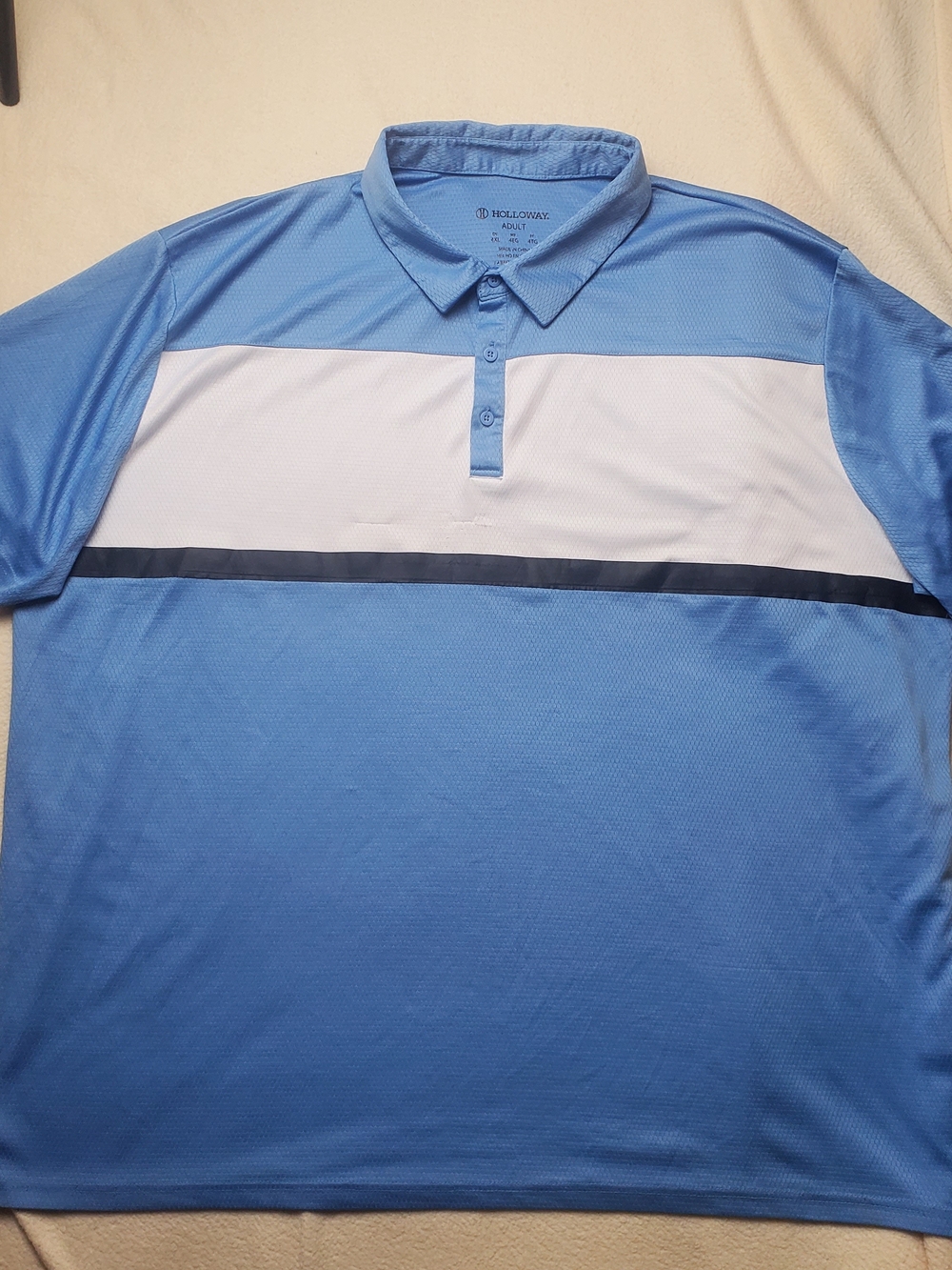 Holloway Prism Bold Polo 4XL Blue White Colorblock Performance Golf Shirt